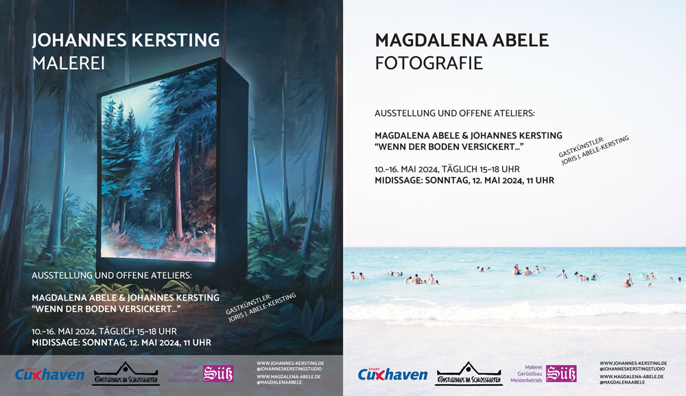 Johannes Kersting (Malerei) und Magdalena Abele (Fotografie) Ausstellung "Wenn der Boden versickert..." vom 10.5.-16.5.2024 im Künstlerhaus im Schlossgarten in Cuxhaven