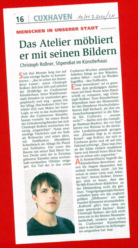 Christoph Roßner - Ausstellung Sieben Tage Licht - 23. bis 28.8.2010 - Künstlerhaus im Schlossgarten in Cuxhaven